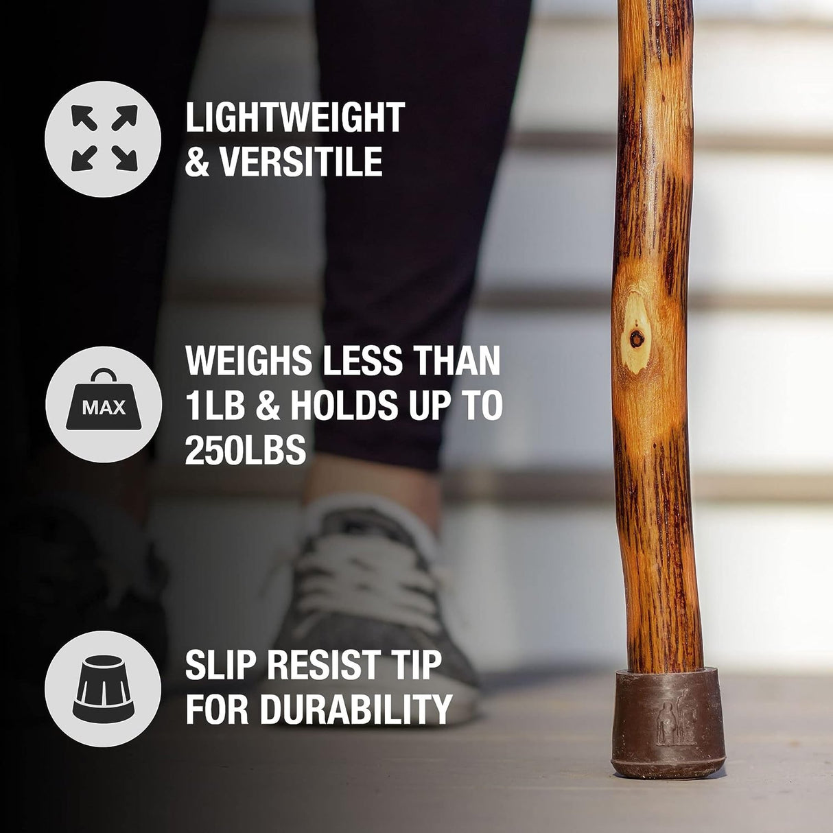 Walking Stick Brazos™ Twisted Wood 41 Inch Height Hickory - BeHope