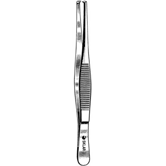 Tissue Forceps Sklar® 7 Inch Length OR / Surgical Grade German Stainless Steel NonSterile NonLocking Thumb Handle Straight 1 X 2 Teeth - BeHope