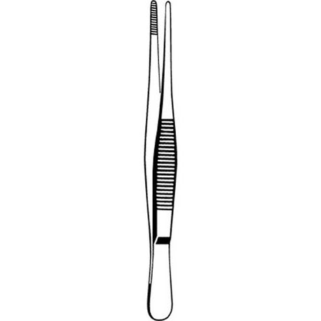 Dressing Forceps Merit™ 5 Inch Length Floor / Office Grade Pakistani Stainless Steel NonSterile NonLocking Thumb Handle Straight Serrated Tips - BeHope