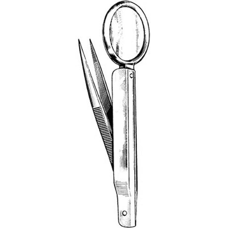 Splinter Forceps Merit™ Office Grade Multi-Purpose With Magnifier Fine Pointed Serrated Tips - BeHope