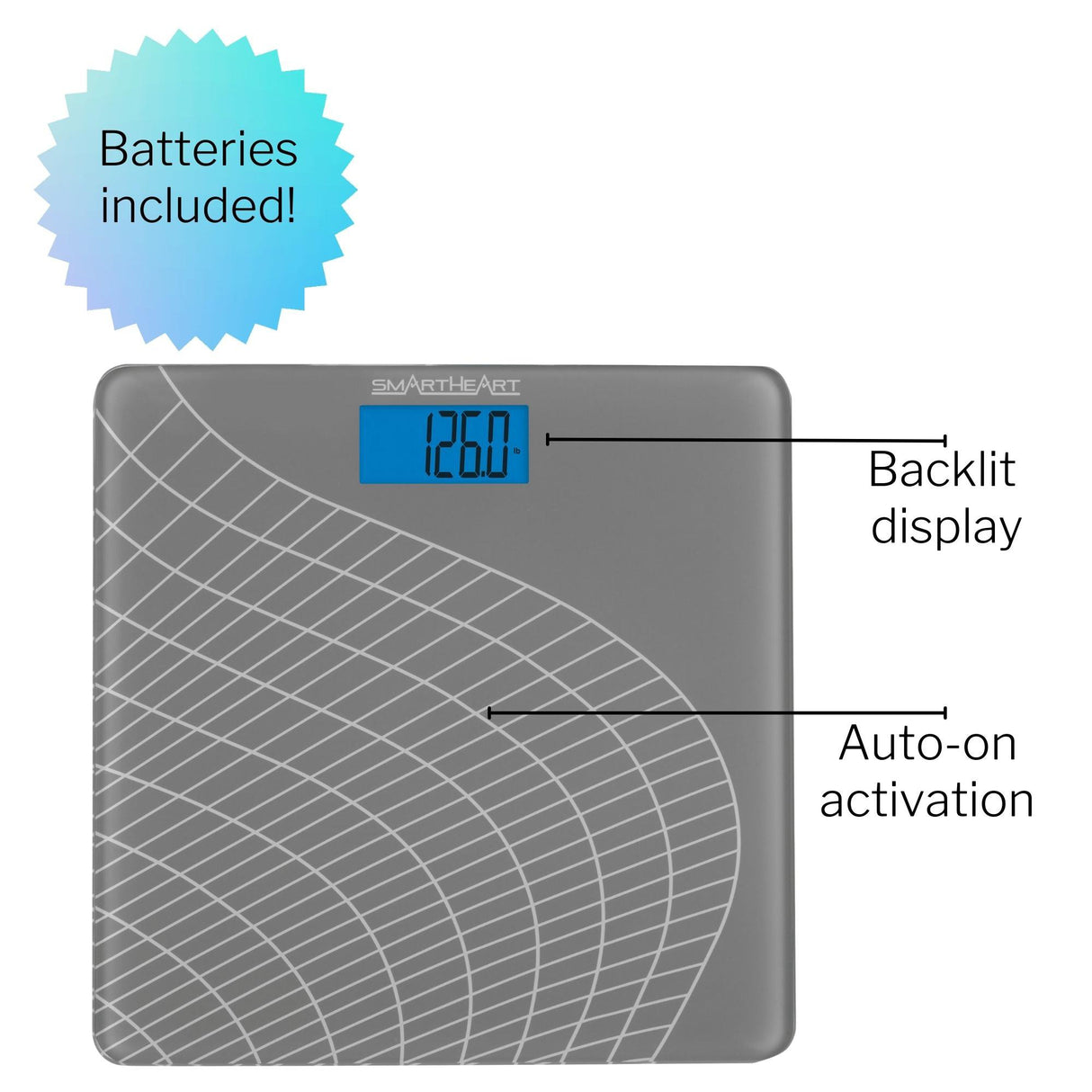 Floor Scale Veridian® Digital Display 438 lbs. / 199 kg Capacity Gray Battery Operated - BeHope