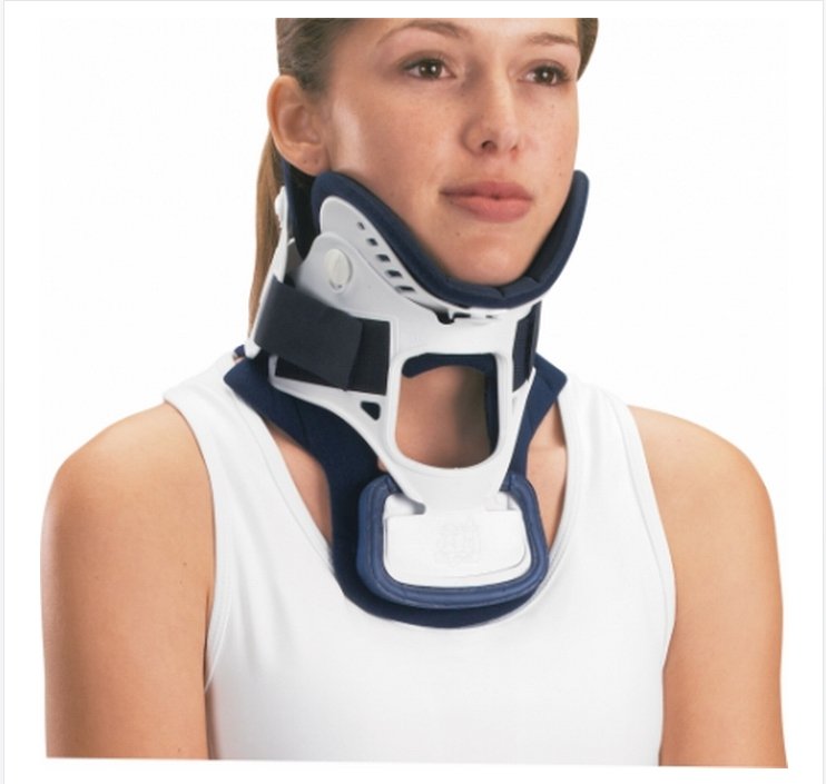 Rigid Cervical Collar with Replacement Pads ProCare® XTEND 174 Preformed Adult Short Two-Piece / Trachea Opening 2 Inch Height 10 to 20 Inch Neck Circumference - BeHope