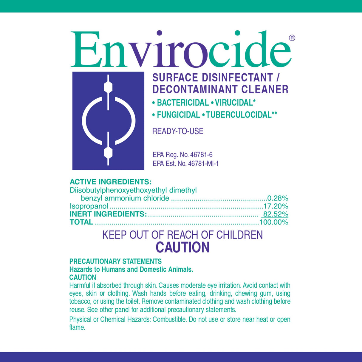 Surface Disinfectant Cleaner Envirocide® Broad Spectrum Manual Pour Liquid 1 gal. Jug Alcohol Scent NonSterile - BeHope