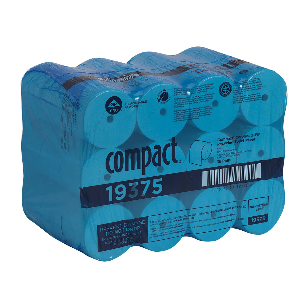 Toilet Tissue Compact® White 2-Ply Standard Size Coreless Roll 1000 Sheets 3-4/5 X 4-1/20 Inch - BeHope