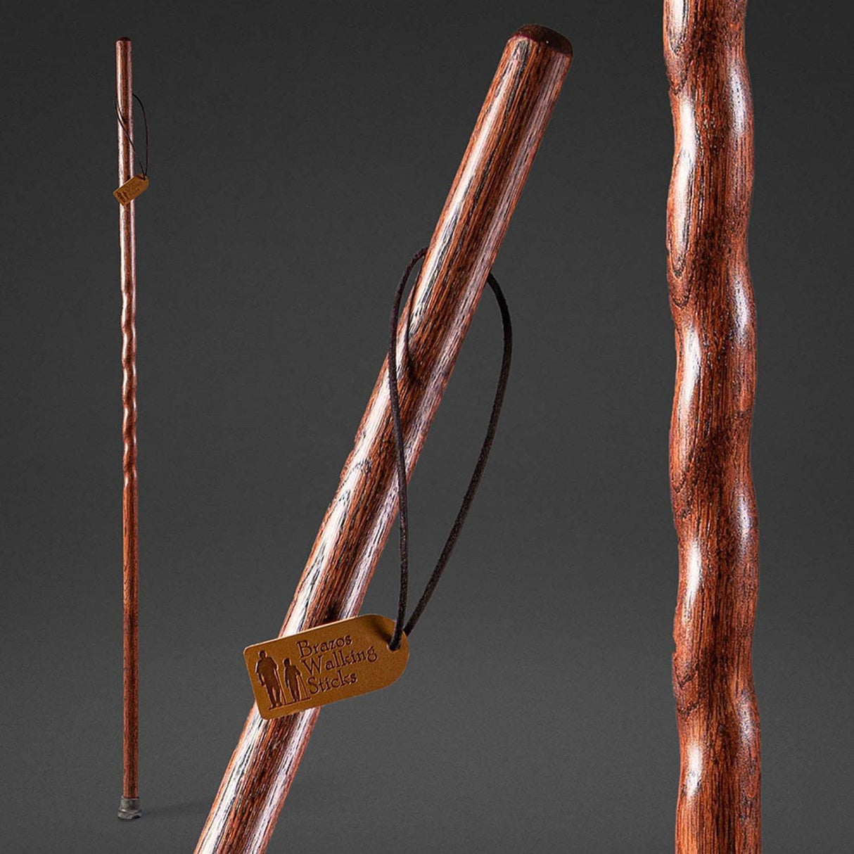 Walking Stick Brazos™ Twisted Backpacker Wood 58 Inch Height Red Oak - BeHope