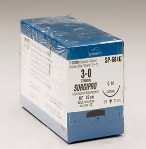 Nonabsorbable Suture with Needle Surgipro™ Polypropylene C-14 3/8 Circle Reverse Cutting Needle Size 3-0 Monofilament - BeHope