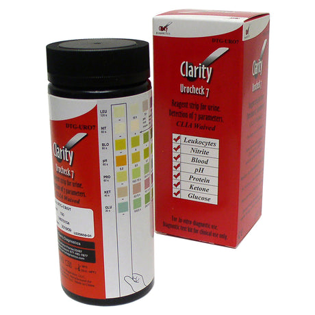Urinalysis Reagent Clarity® Blood, Glucose, Ketone, Leukocytes, Nitrite, pH, Protein For Clarity Urocheck 120 Urine Analyzer - BeHope