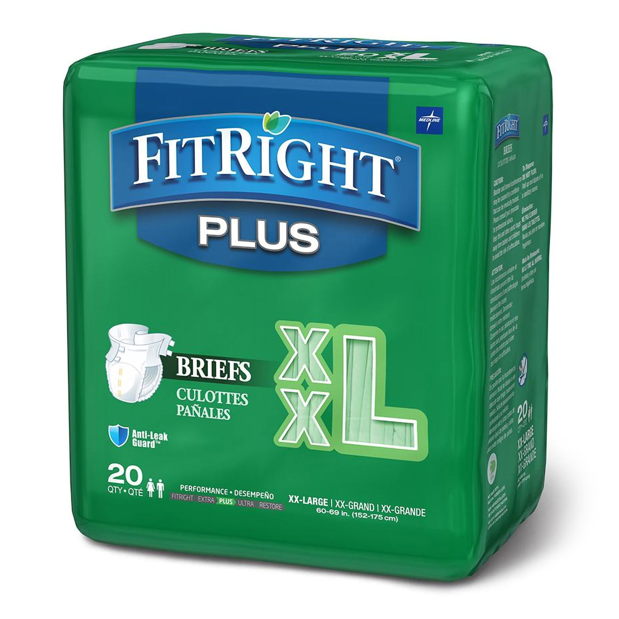 Unisex Adult Incontinence Brief FitRight Plus 2X-Large Disposable Moderate Absorbency