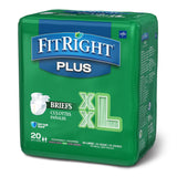 Unisex Adult Incontinence Brief FitRight Plus 2X-Large Disposable Moderate Absorbency