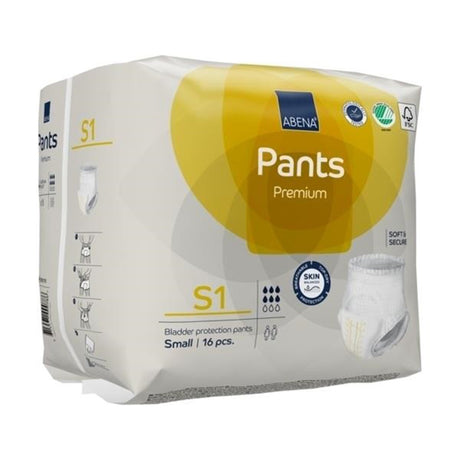 Unisex Adult Absorbent Underwear Abena® Premium Pants S1 Pull On with Tear Away Seams Small Disposable Heavy Absorbency - BeHope