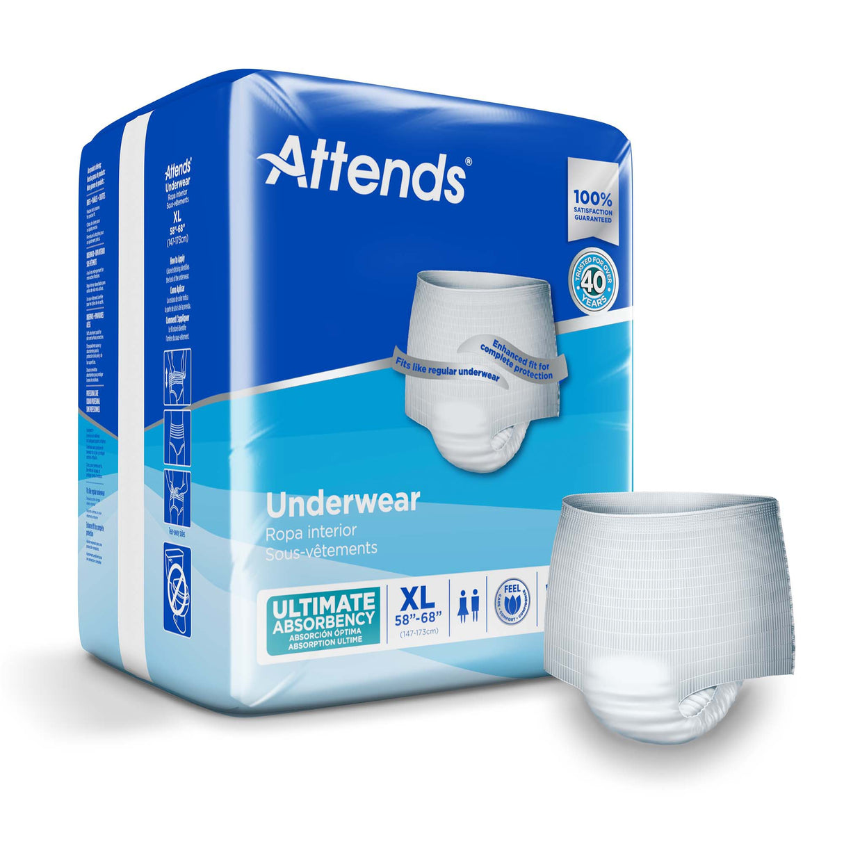 Unisex Adult Absorbent Underwear Attends® Pull On with Tear Away Seams X-Large Disposable Heavy Absorbency - BeHope