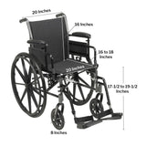 Lightweight Wheelchair McKesson Dual Axle Desk Length Arm Elevating Legrest Black Upholstery 20 Inch Seat Width Adult 300 lbs. Weight Capacity - BeHope