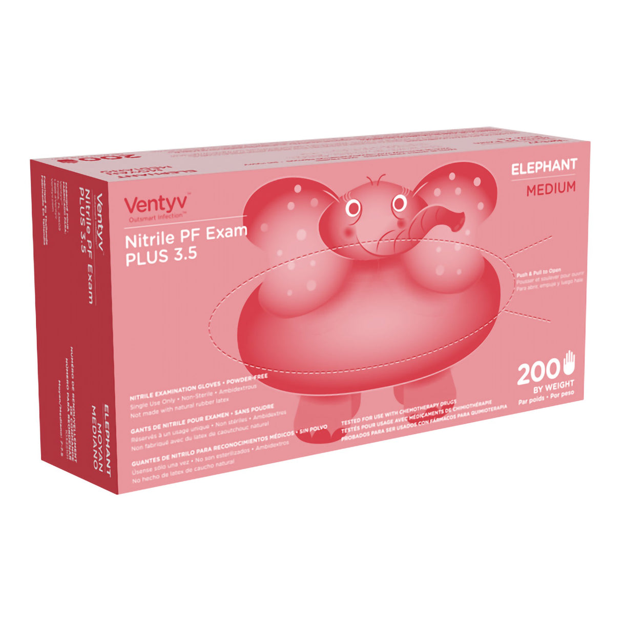 Exam Glove Ventyv® Plus 3.5 ELEPHANT Medium NonSterile Nitrile Standard Cuff Length Textured Fingertips Violet Chemo Tested - BeHope