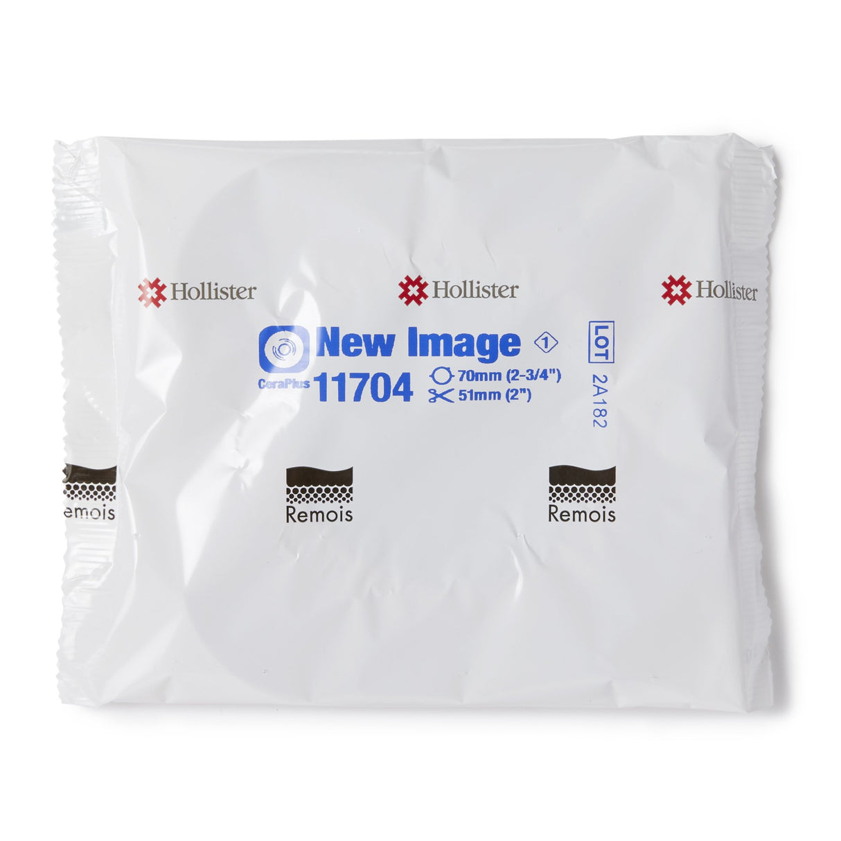 Ostomy Barrier New Image™ CeraPlus™ Trim to Fit, Extended Wear Adhesive Tape Borders 70 mm Flange Blue Code System Up to 2 Inch Opening - BeHope