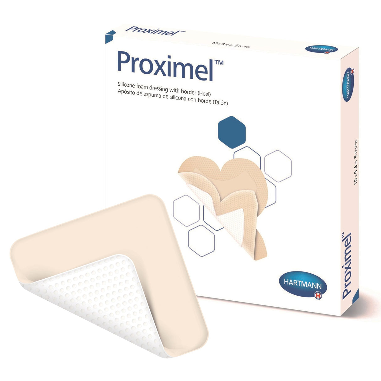 Foam Dressing Proximel® 9-2/5 X 10 Inch With Border Waterproof Film Backing Silicone Adhesive Heel Sterile - BeHope