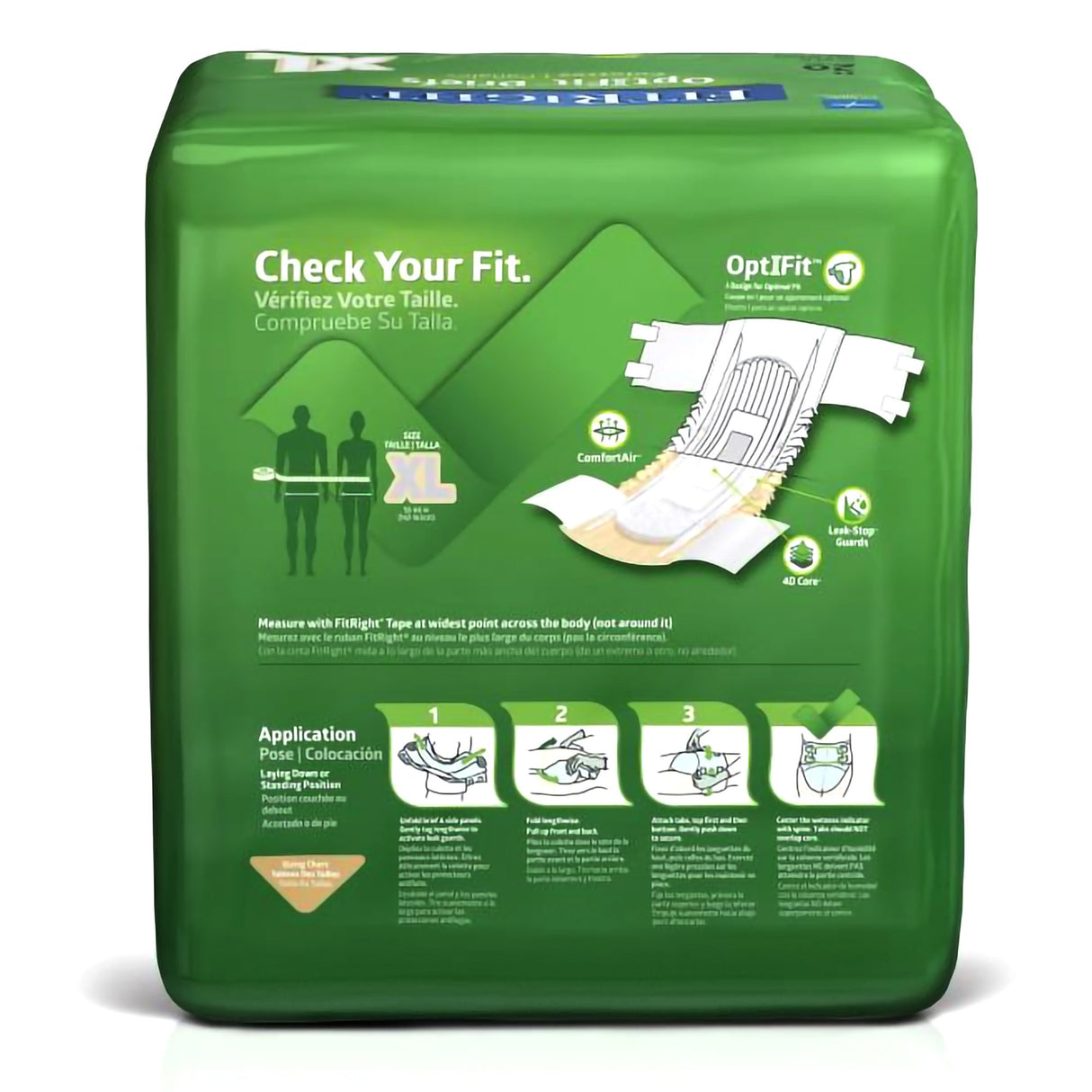 Unisex Adult Incontinence Brief FitRight Plus X-Large Disposable Moderate Absorbency