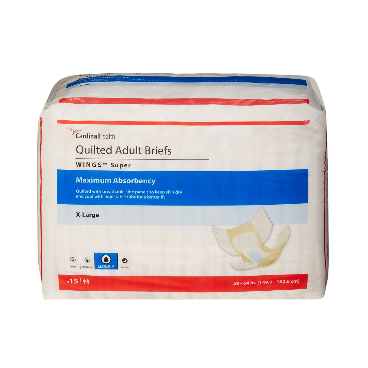 Unisex Adult Incontinence Brief Wings™ Super Quilted X-Large Disposable Heavy Absorbency - BeHope