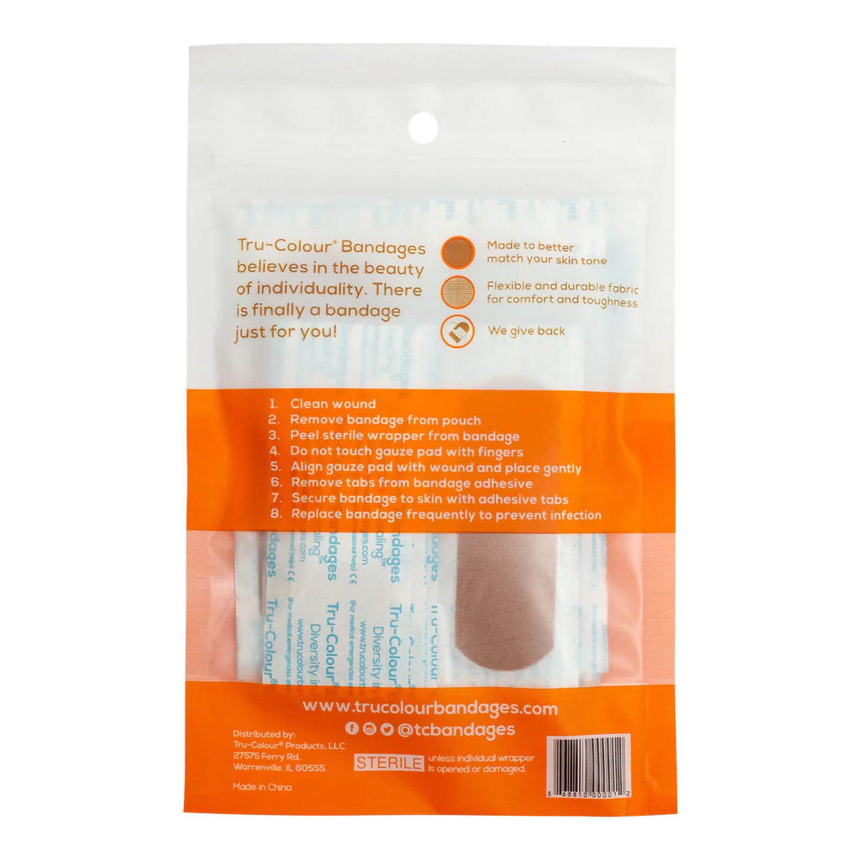 Waterproof Adhesive Strip Tru-Colour® Fabric Brown 1 X 3 Inch Sterile - BeHope