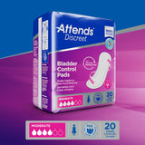 Bladder Control Pad Attends® Discreet 10-1/2 Inch Length Moderate Absorbency Polymer Core One Size Fits Most - BeHope