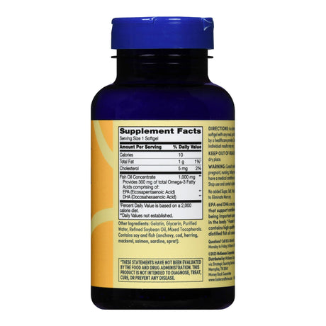 Omega 3 Supplement Foster & Thrive™ Fish Oil 1,000 mg Strength Softgel 100 per Bottle - BeHope