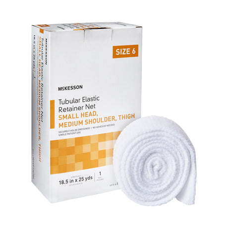 Elastic Net Retainer Dressing McKesson Tubular Elastic 18-1/2 Inch X 25 Yard (47 cm X 22.9 m) Size 6 White Small Head / Medium Shoulder / Thigh NonSterile - BeHope
