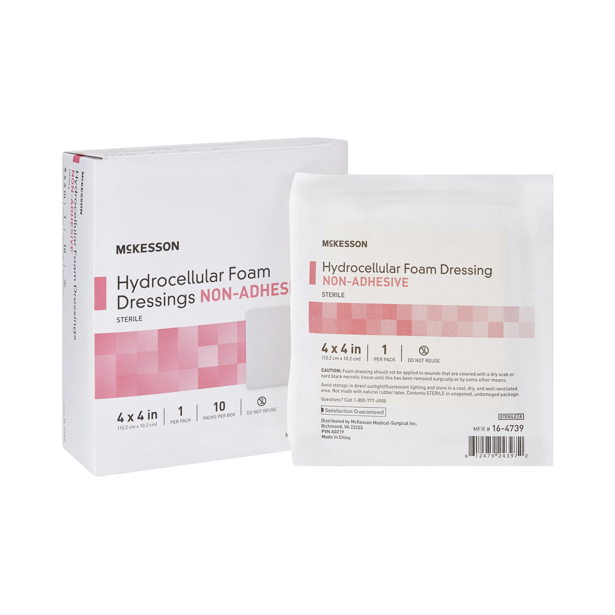 Foam Dressing McKesson 4 X 4 Inch Without Border Film Backing Nonadhesive Square Sterile - BeHope