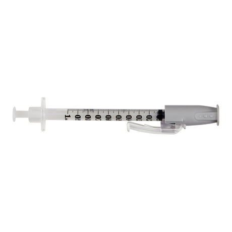 Safety Tuberculin Syringe with Needle SafetyGlide™ 1 mL 1/2 Inch 27 Gauge Sliding Safety Needle Regular Wall - BeHope