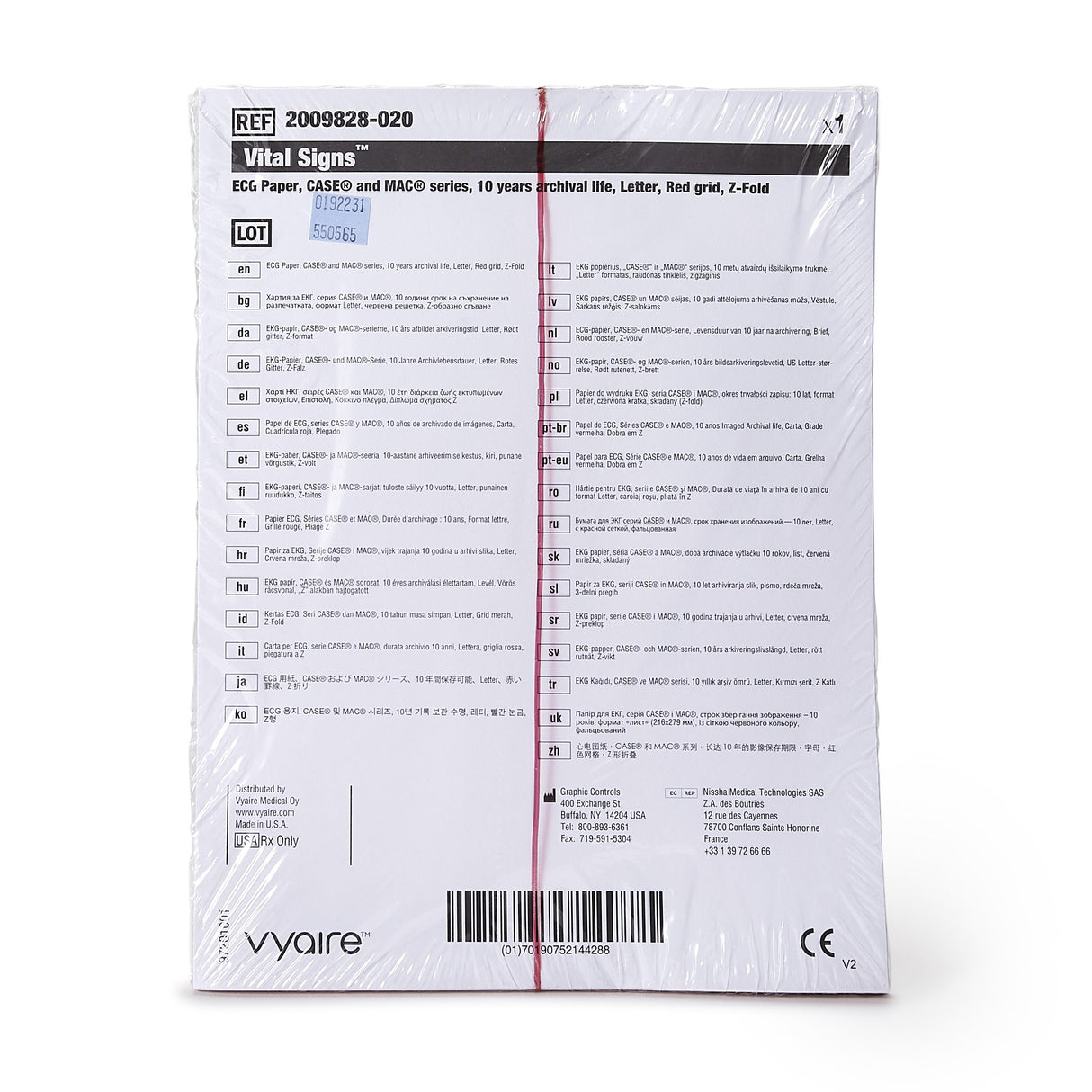 Recording Chart Paper Vital Signs® Z-Fold Red Grid - BeHope