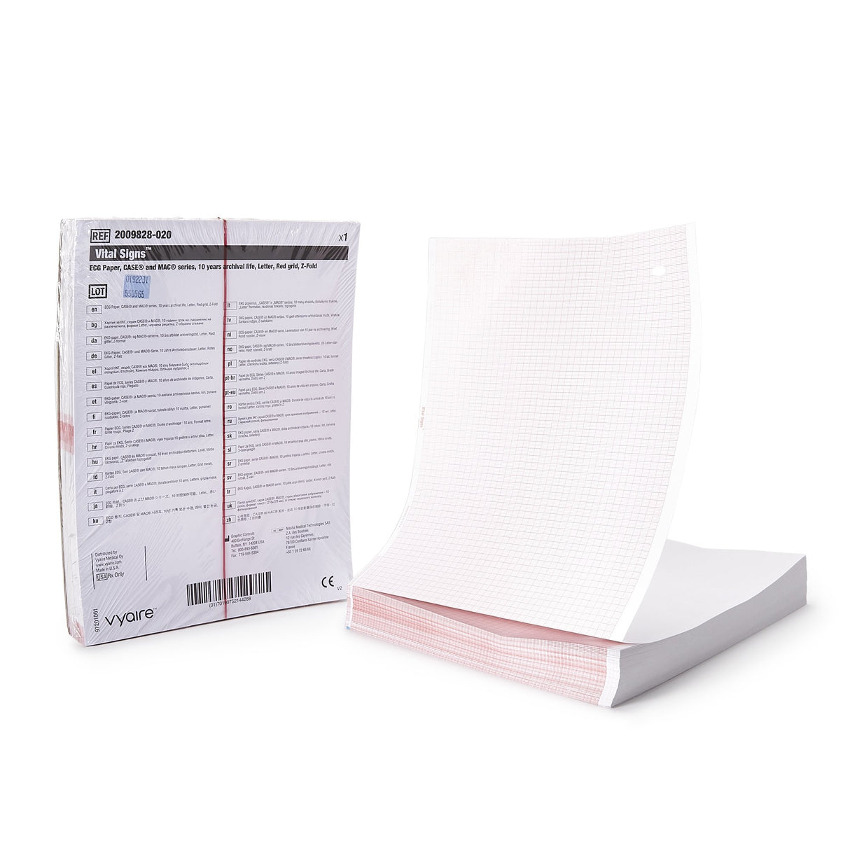 Recording Chart Paper Vital Signs® Z-Fold Red Grid - BeHope