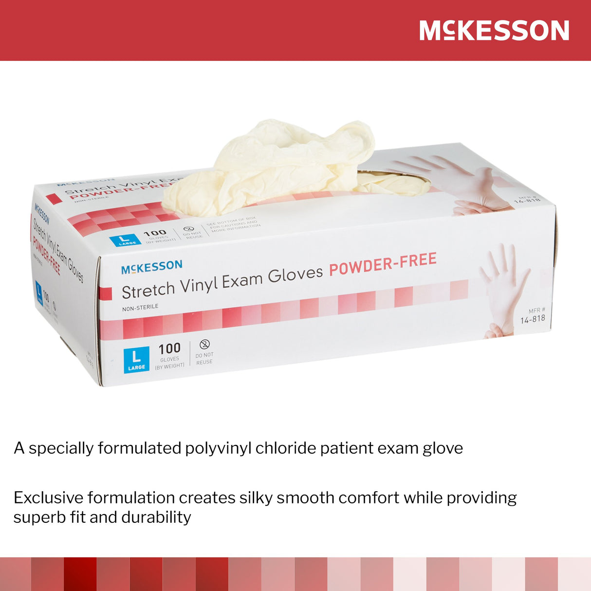 McKesson Nonsterile Stretch Vinyl Exam Gloves Silky Smooth Comfort - BeHope