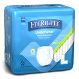 Unisex Adult Absorbent Underwear FitRight® Extra Pull On with Tear Away Seams Large Disposable Moderate Absorbency - BeHope
