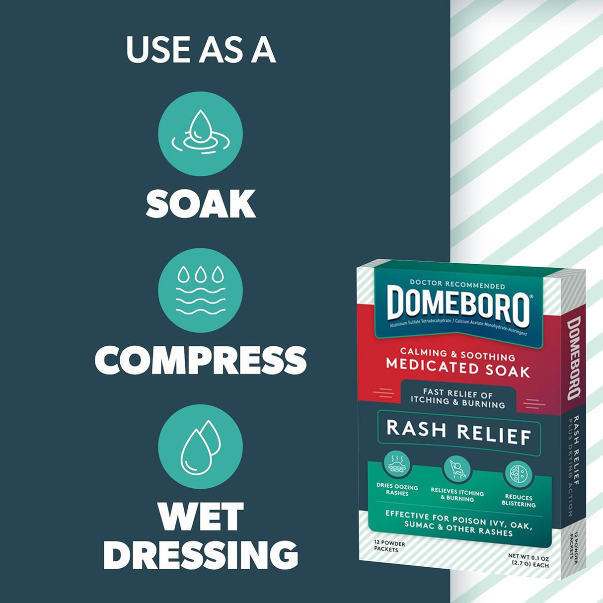 Itch Relief Domeboro® Rash Relief 952 mg - 1347 mg Strength Powder 2.2 Grams Individual Packet - BeHope