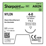 Nonabsorbable Suture with Needle Surgical Specialties™ Nylon DS18 3/8 Circle Reverse Cutting Needle Size 4-0 Monofilament - BeHope