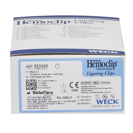 Traditional Style Ligating Clip Hemoclip® Tantalum Medium Blue Clip 10 Clips - BeHope