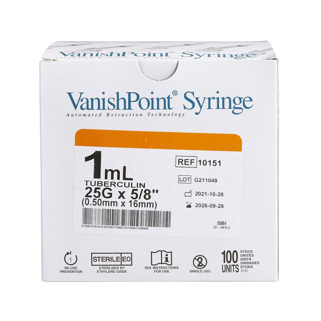 Safety Tuberculin Syringe Vanishpoint® Retractable Safety Needle - BeHope
