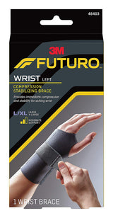 Wrist Brace Futuro™ Compression Stabilizing Low Profile Aluminum / Nylon / Polyester / Polyethylene / Spandex / Silicone Left Hand Black Large / X-Large - BeHope