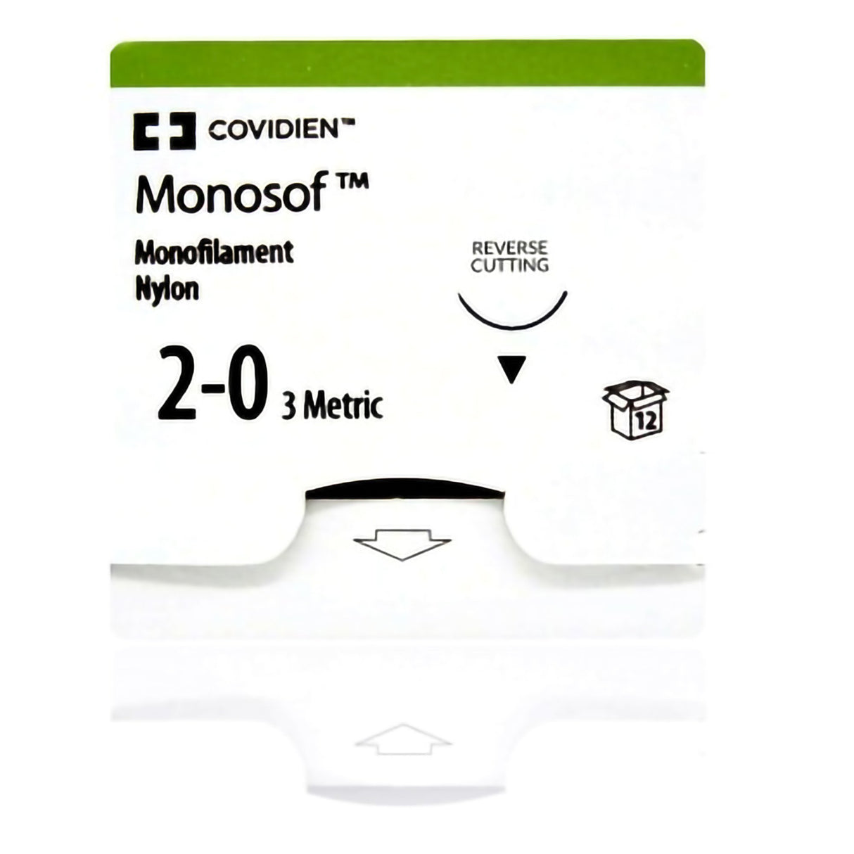 Nonabsorbable Suture with Needle Monosof™ Nylon C-15 3/8 Circle Reverse Cutting Needle Size 2-0 Monofilament - BeHope