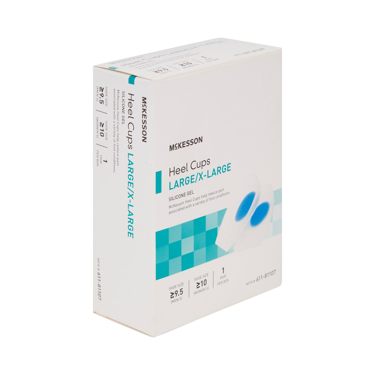 Heel Cup McKesson U-Shaped Silicone Female 10 and up / Male 9-1/2 and up Blue / Clear - BeHope