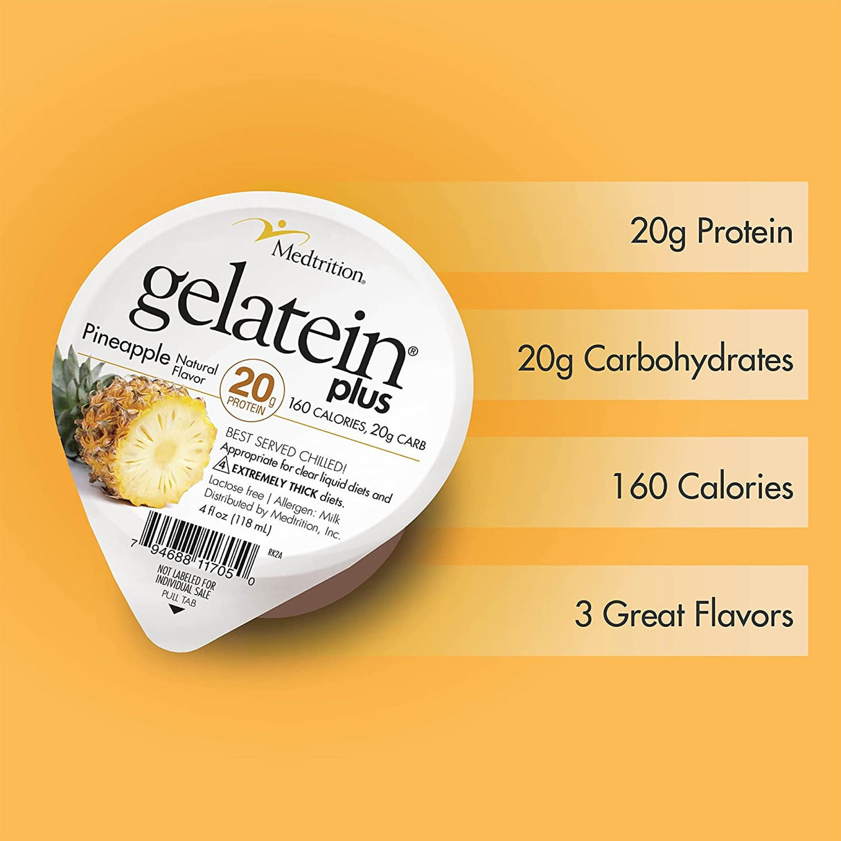 Oral Supplement Gelatein® Plus Pineapple Flavor Gel 4 oz. Cup - BeHope