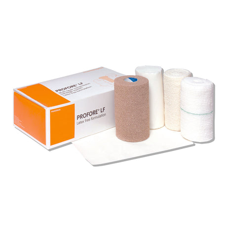 4 Layer Compression Bandage System Profore LF 9 X 5-7/10 X 2-9/10 inch Self-Adherent / Tape Closure Tan / White NonSterile Standard Compression - BeHope