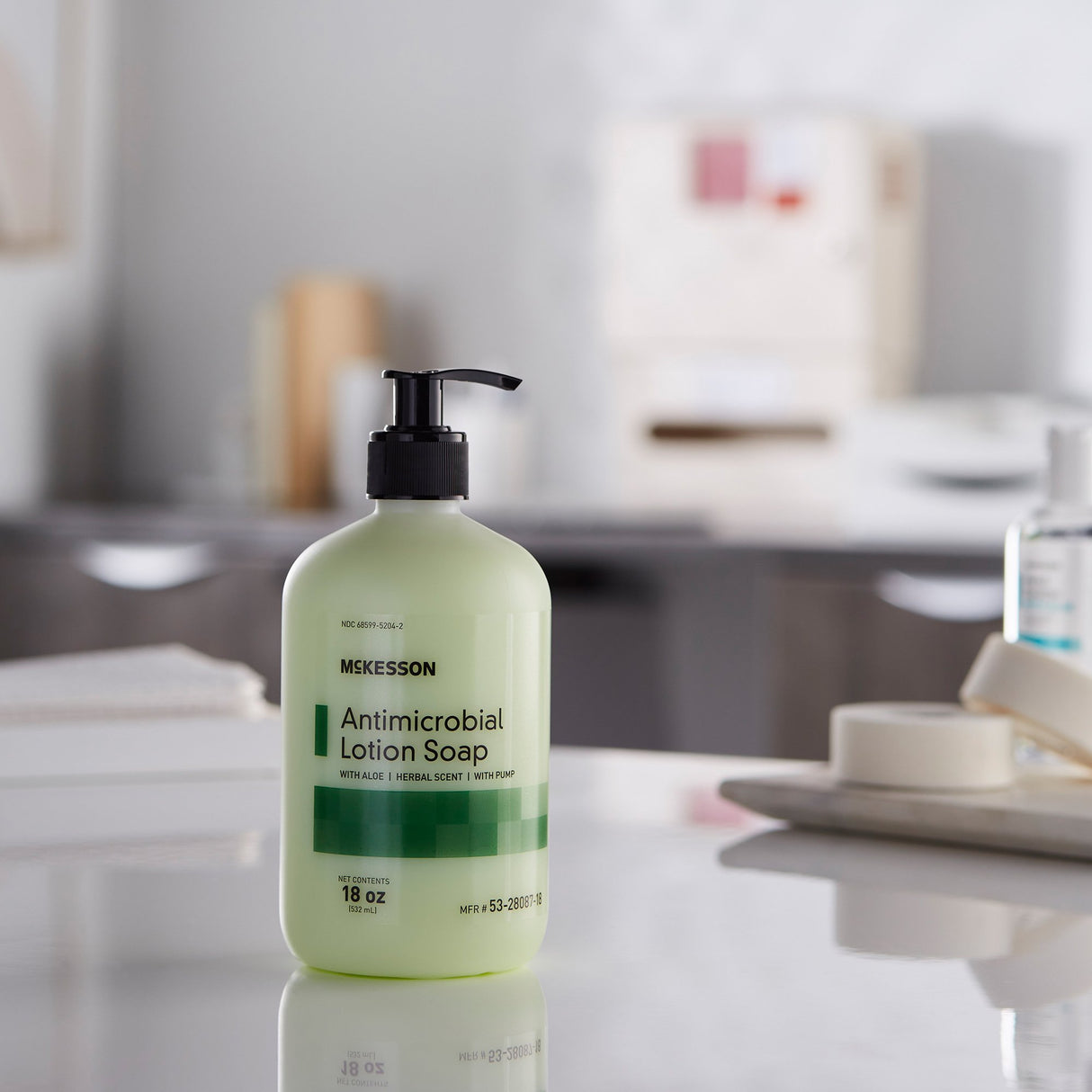 Antimicrobial Soap McKesson Lotion 18 oz. Pump Bottle Herbal Scent