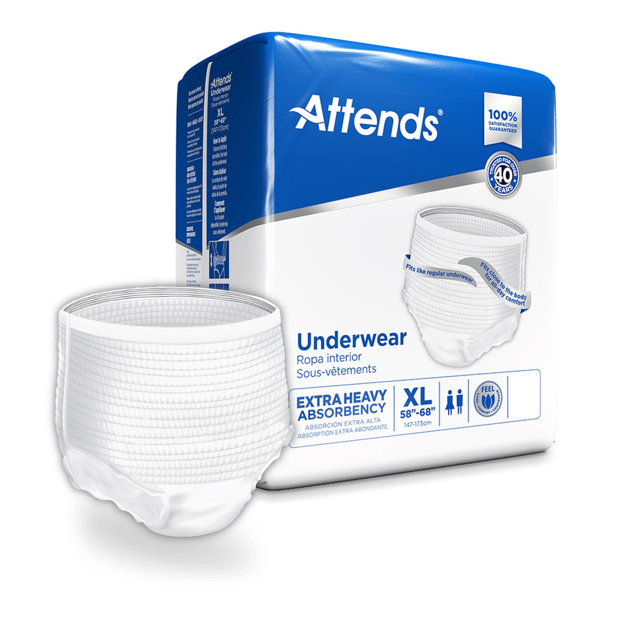 Unisex Adult Absorbent Underwear Attends Care Pull On with Tear Away Seams X-Large Disposable Heavy Absorbency