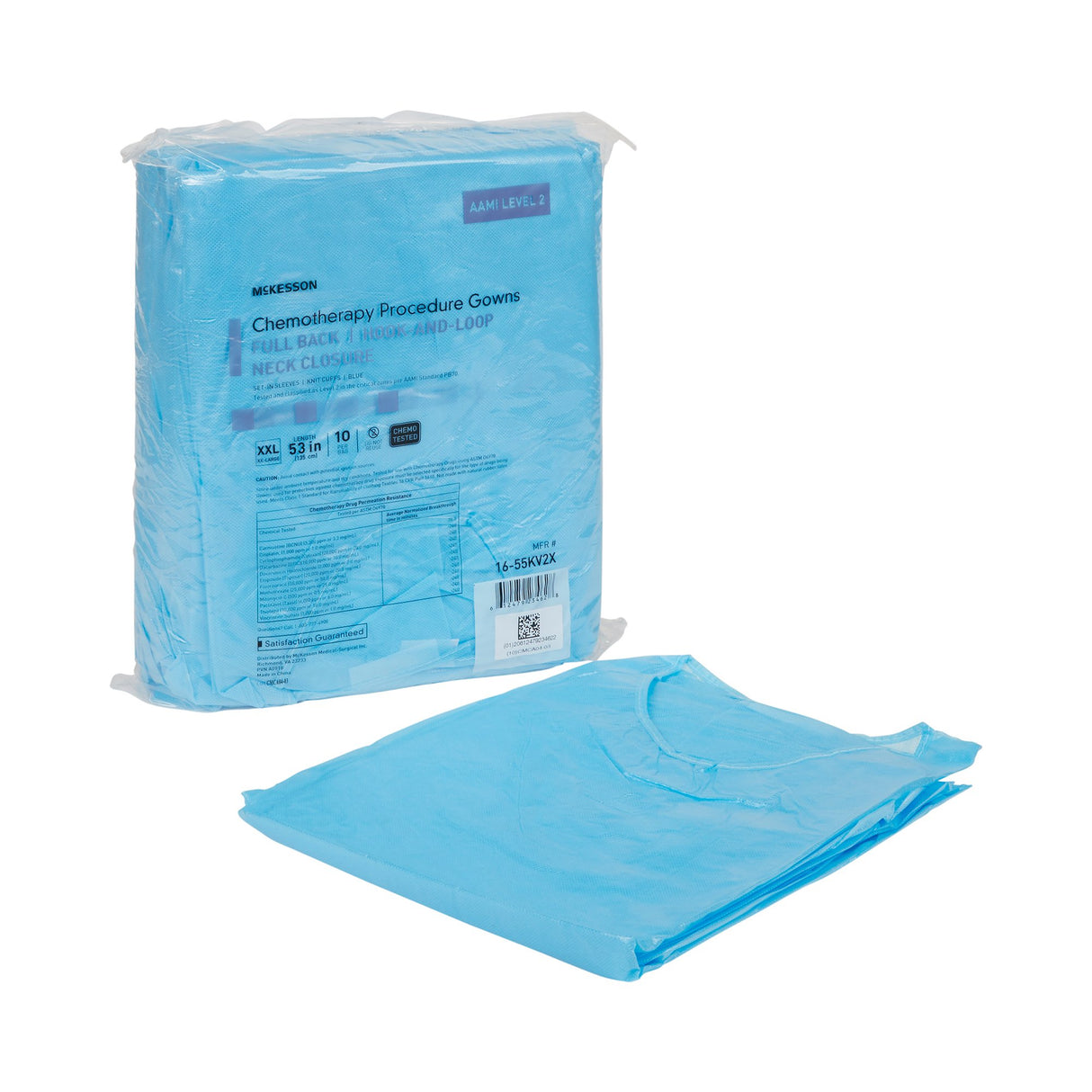 Chemotherapy Procedure Gown McKesson 2X-Large Blue NonSterile AAMI Level 2 / ASTM D6978 Disposable - BeHope