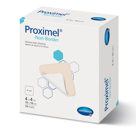 Foam Dressing Proximel Non-Border 4 X 4 Inch Without Border Waterproof Backing Silicone Face Square Sterile