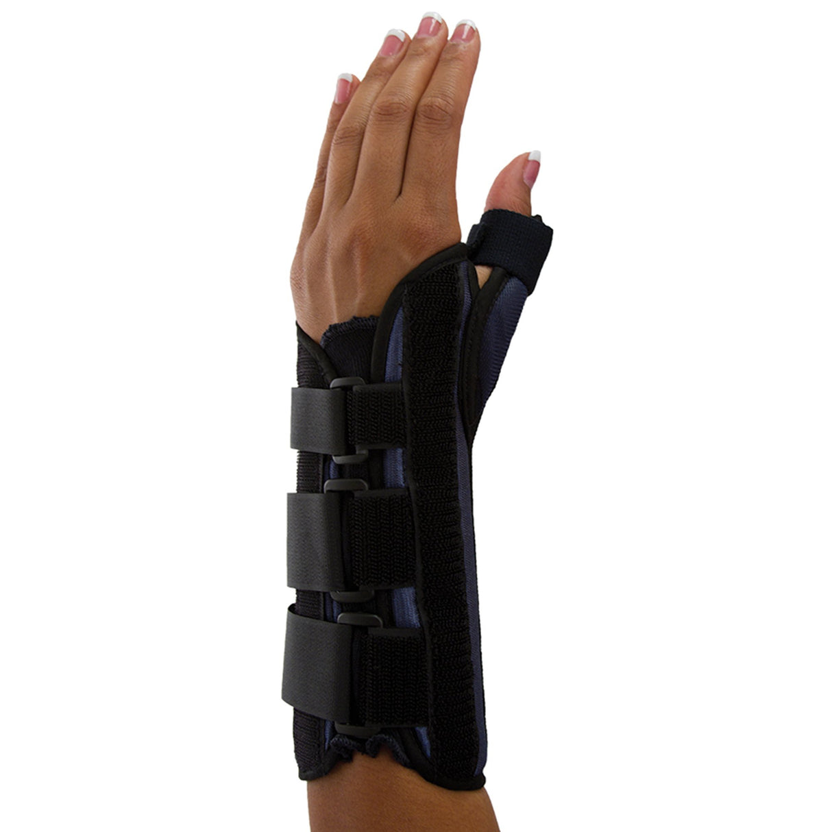 Wrist Brace with Thumb Spica Premier® Aluminium / Foam / Nylon / Plastic / Polyester Left Hand Black Medium - BeHope