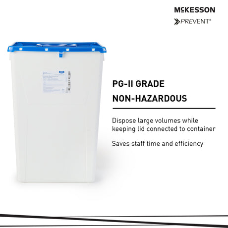 Pharmaceutical Waste Container McKesson Prevent White Base 24-3/5 H X 17-3/10 W X 13 L Inch Vertical Entry 18 Gallon