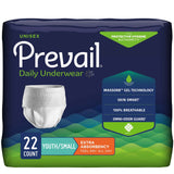 Unisex Youth Absorbent Underwear Prevail® Daily Underwear Pull On with Tear Away Seams Small Disposable Moderate Absorbency - BeHope