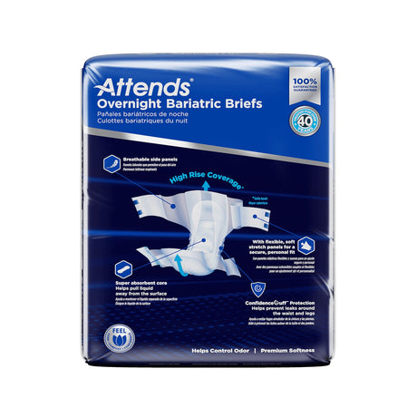 Unisex Adult Incontinence Brief Attends® Overnight Bariatric 5X-Large Disposable Heavy Absorbency - BeHope
