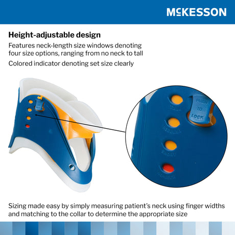 Rigid Cervical Collar McKesson Preformed Adult One Size Fits Most One-Piece / Trachea Opening Adjustable Neck Circumference - BeHope