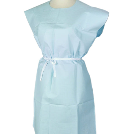 Patient Exam Gown Apex™ Medium / Large Blue Disposable - BeHope